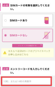 IIJmio申し込み画面の説明
