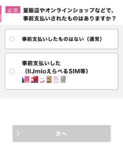 IIJmio申し込み画面の説明