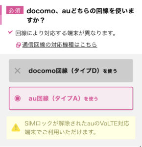 IIJmio申し込み画面の説明