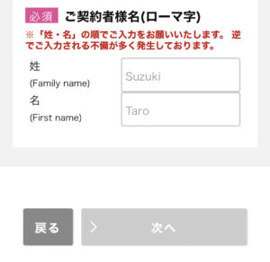 IIJmio申し込み画面の説明