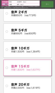 IIJmio申し込み画面の説明