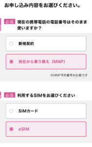 IIJmio申し込み画面の説明