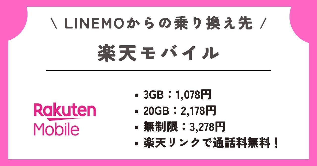 LINEMO　解約　乗り換え先　楽天モバイル