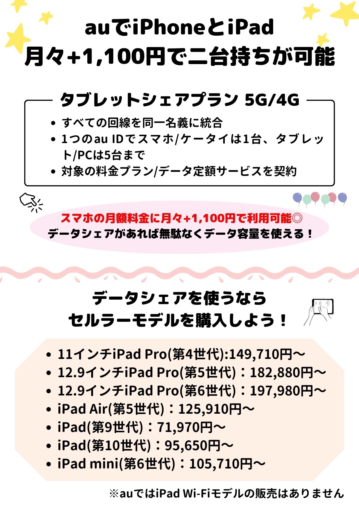 au】iPhoneとiPadを二台持ちしても月額料金は意外と安いと判明 
