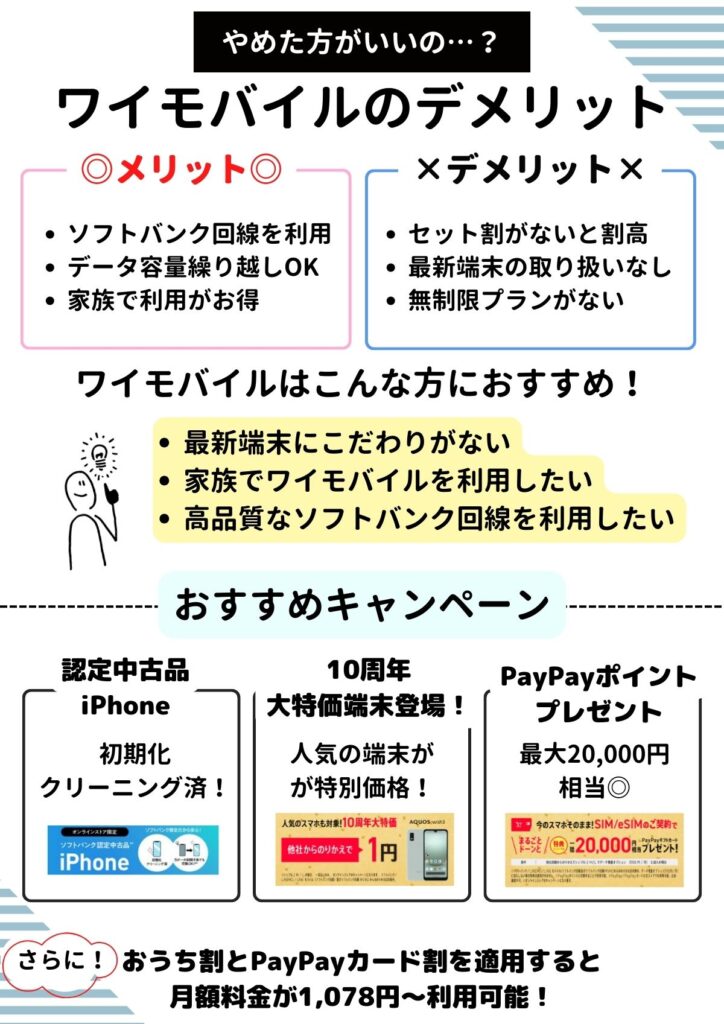 ワイモバイル　デメリット