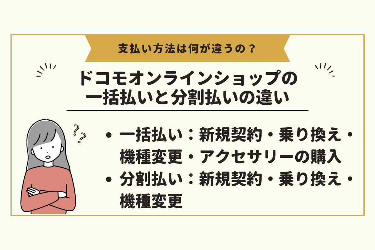 ドコモオンラインショップの一括払いと分割払いの違いについて