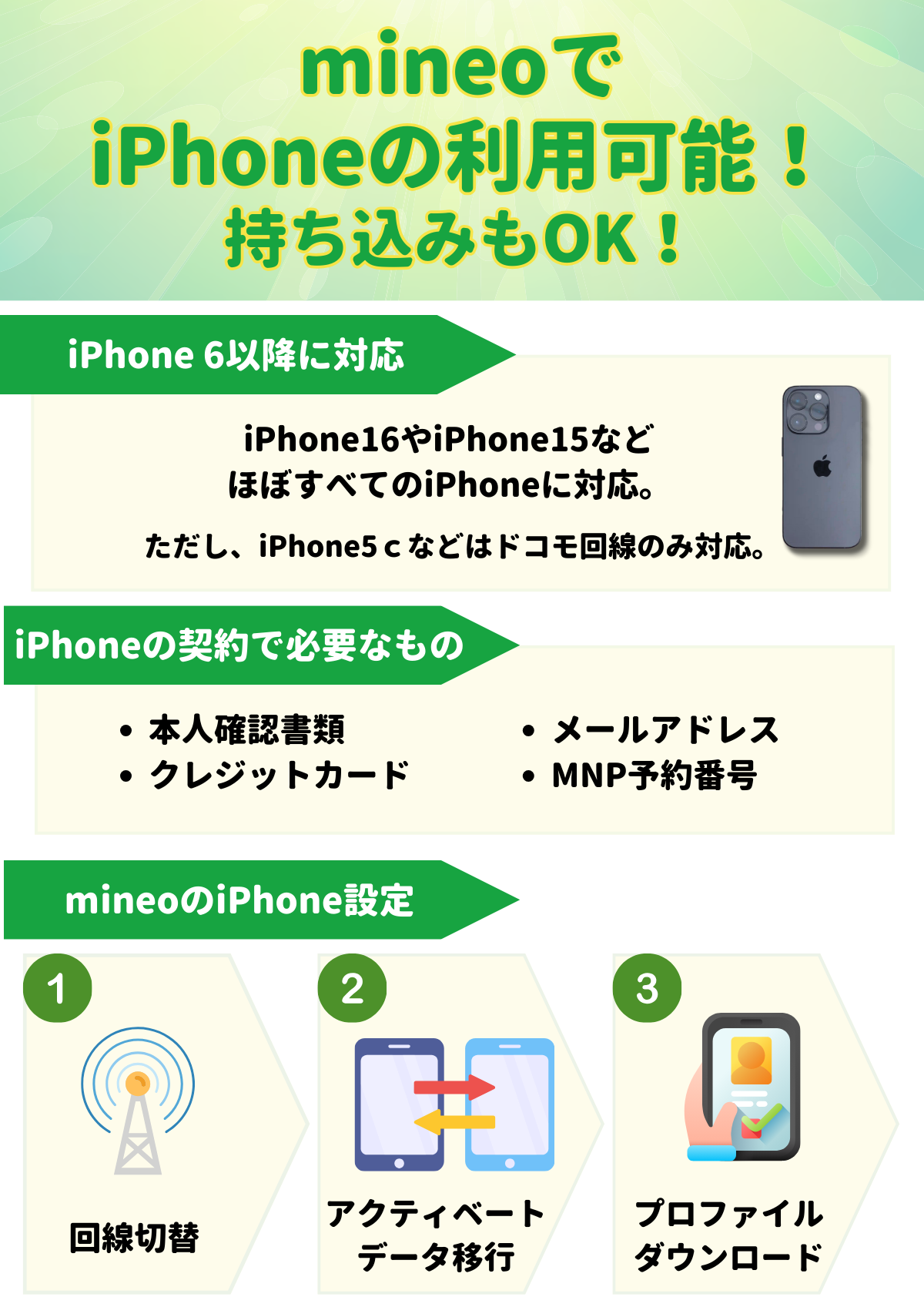 mineoでiPhoneへ機種変更はできる？APNやプロファイル設定の手順