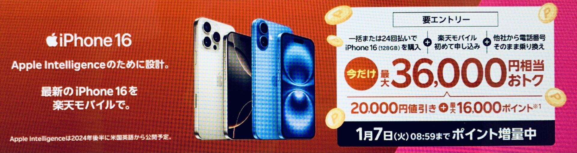 楽天モバイル-iPhone-CPポイント増量