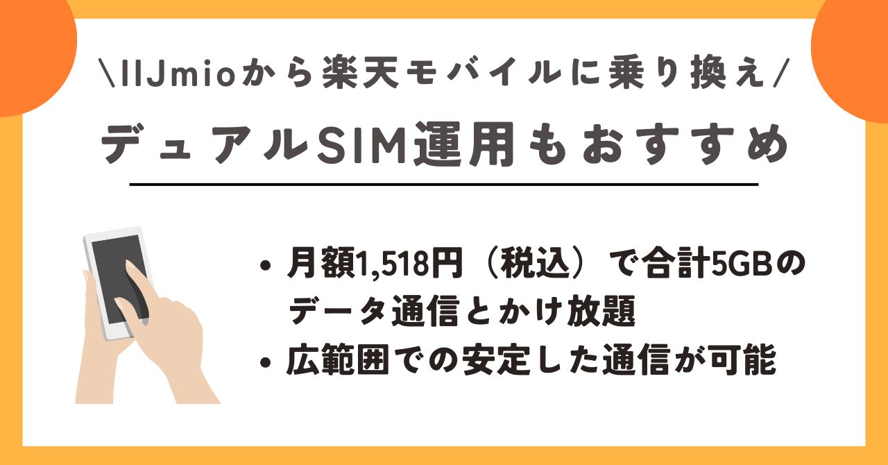 IIJmio　楽天モバイル　乗り換え