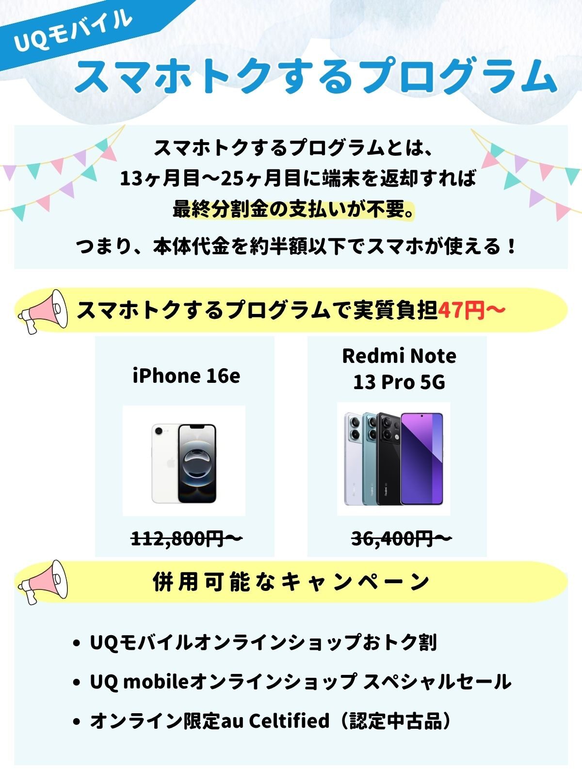 UQモバイル　スマホトクするプログラム