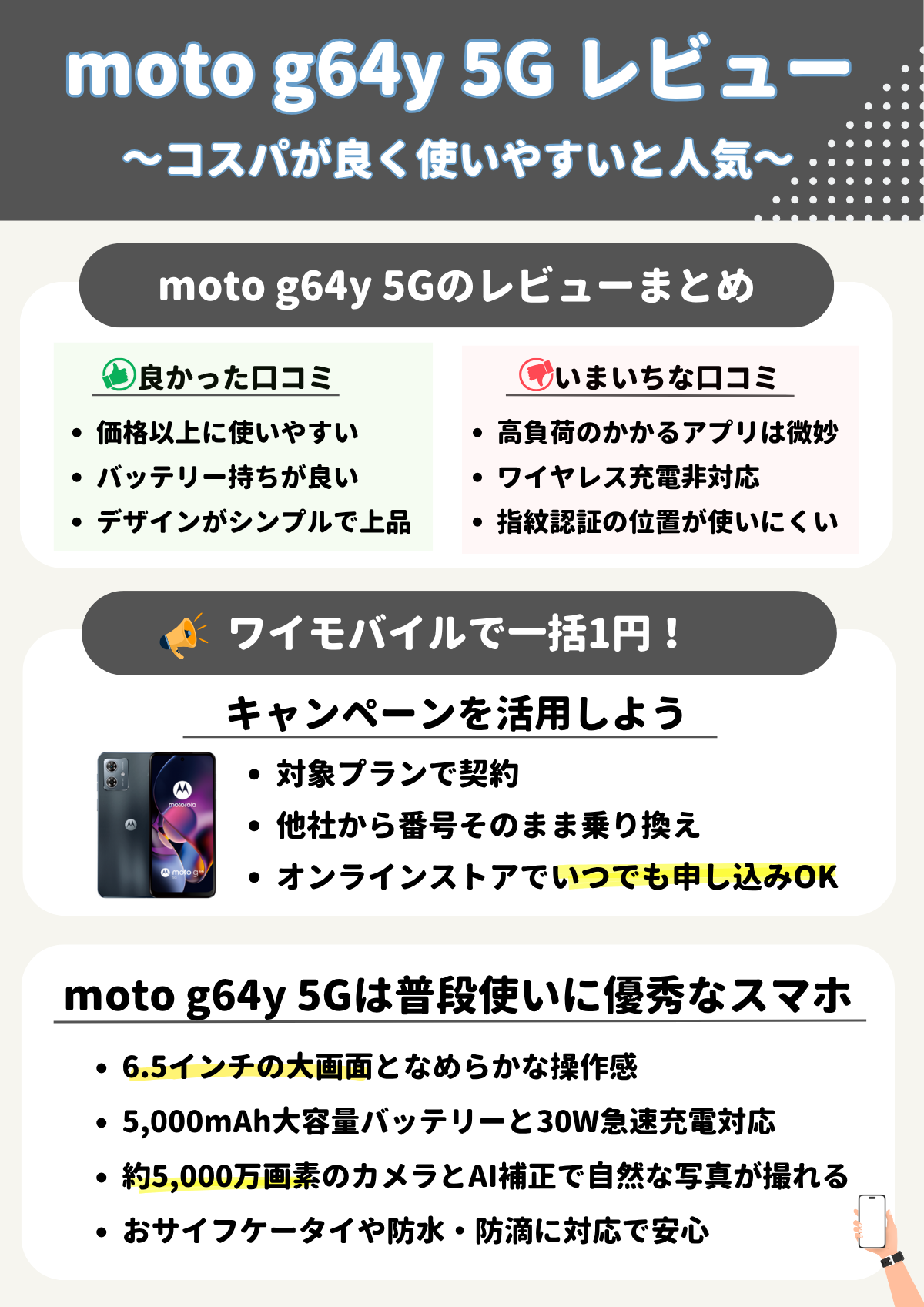 moto g64y 5G レビュー