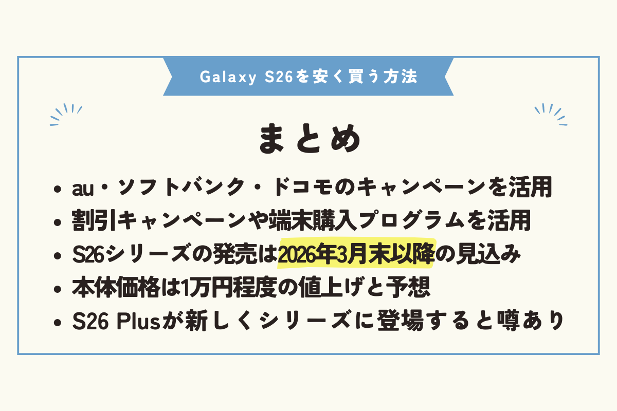 Samsung Galaxy S26　安く買う