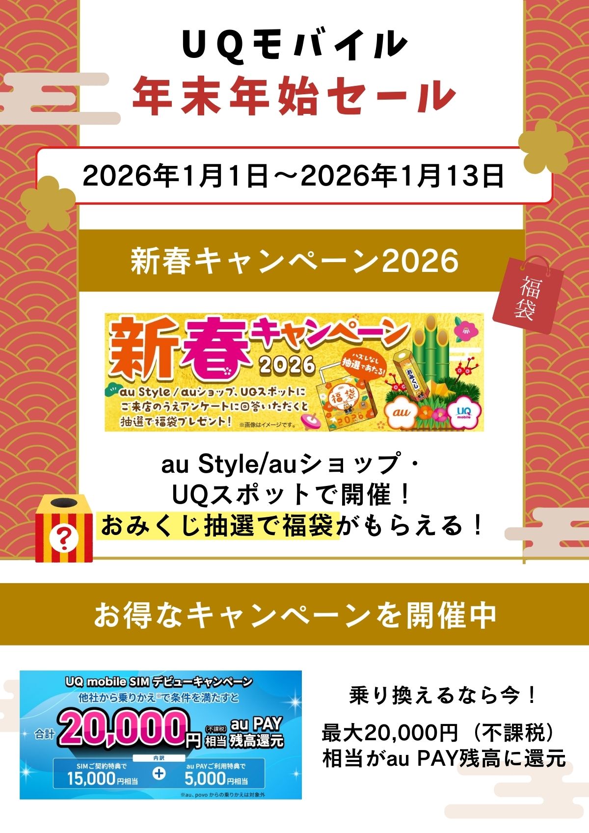 UQモバイル　年末年始セール
