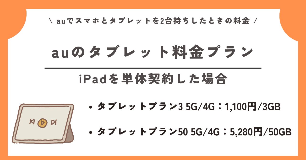 au スマホ タブレット 2台持ち 料金