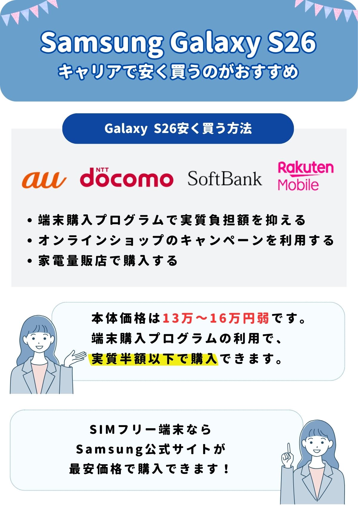Samsung Galaxy S26　安く買う方法