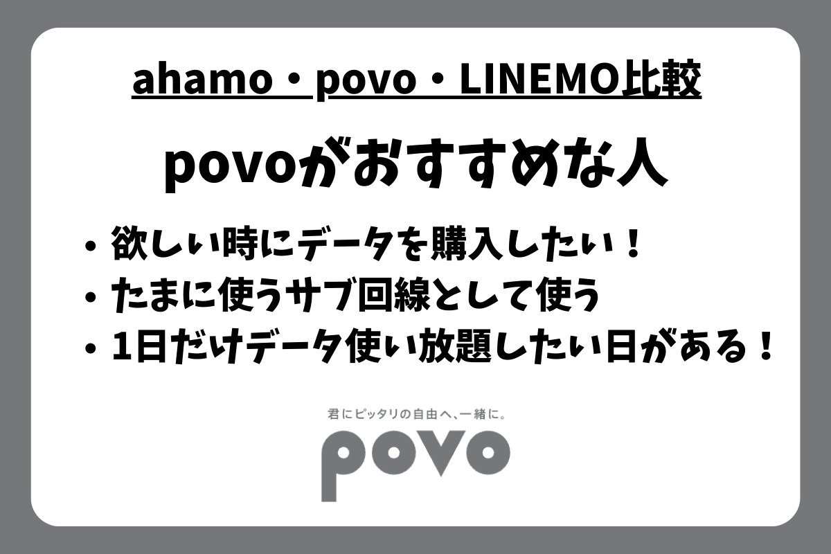 povo（ahamo・povo・LINEMOとの比較）